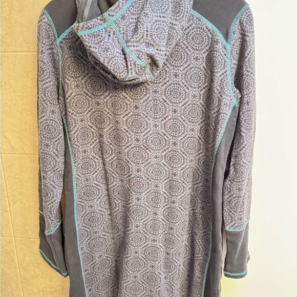 Prana Gray and Teal organic cotton XL tunic hoodie dress brandnew with tags - Picture 2 of 8